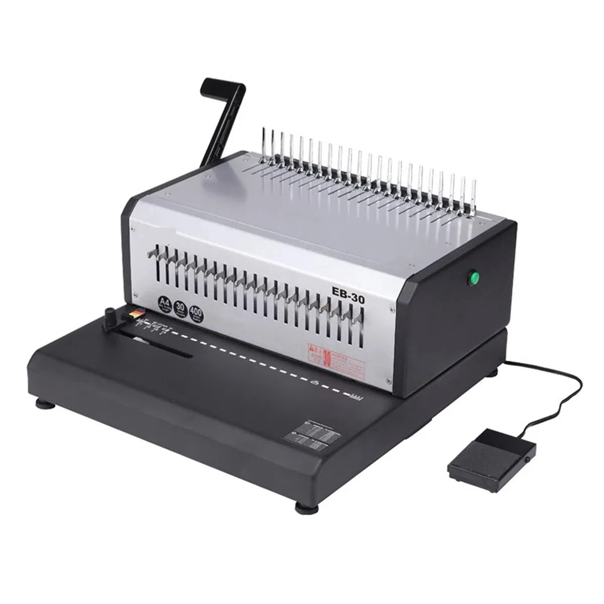 Bindegerät, Elektrische Kammbindemaschine EB-30 A4-Stanzmaschine 21 Löcher Gummiringclips Dual-Use-Bindemaschine, für A4, A5 oder kleinere Formate