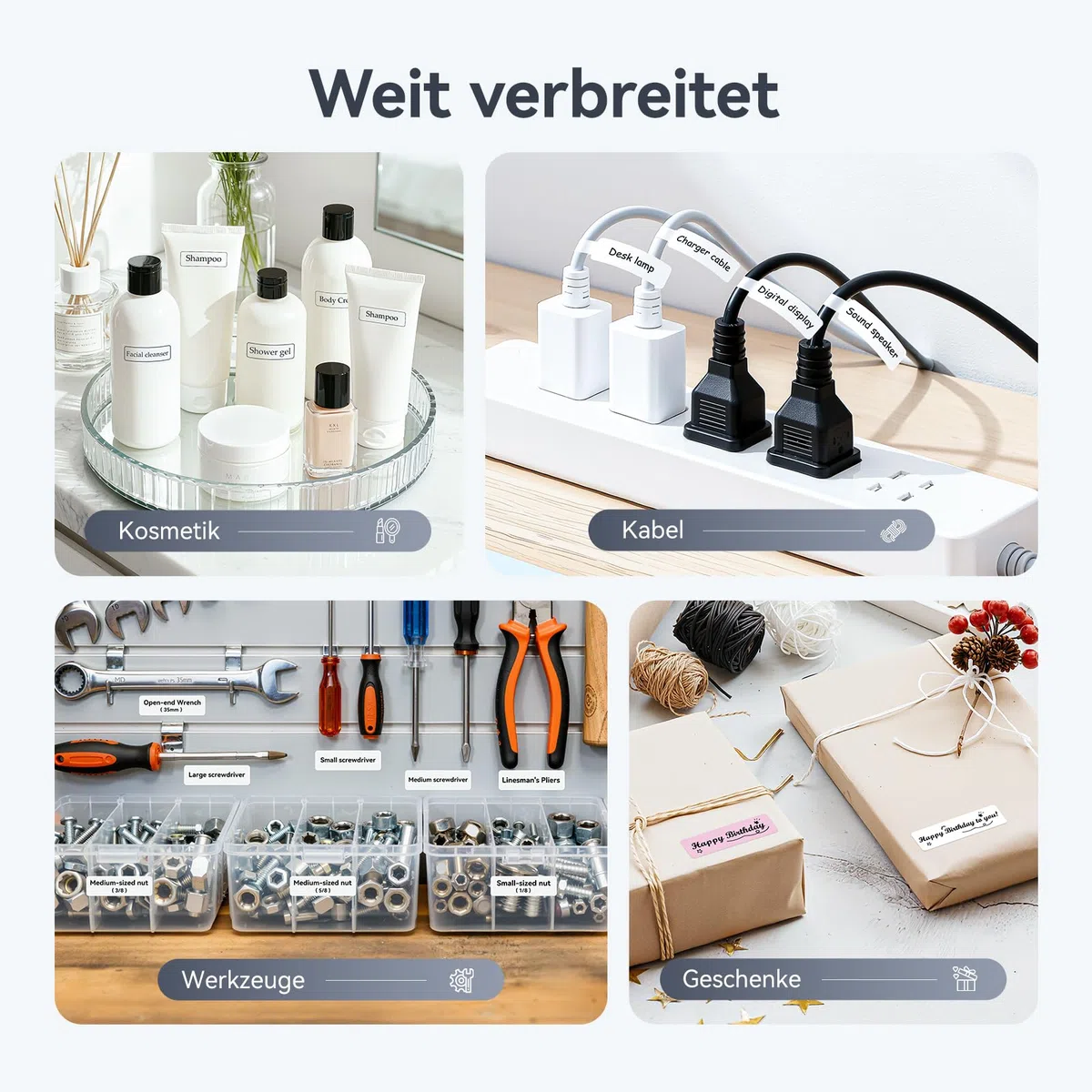 NIIMBOT Etikettendrucker D110 Upgrade, Mini Bluetooth Etikettiergerät Beschriftungsgerät Selbstklebend, Tragbares Sticker drucker Label Printer mit iOS Android, Geeignet für Zuhause Schule Büro, Weiß
