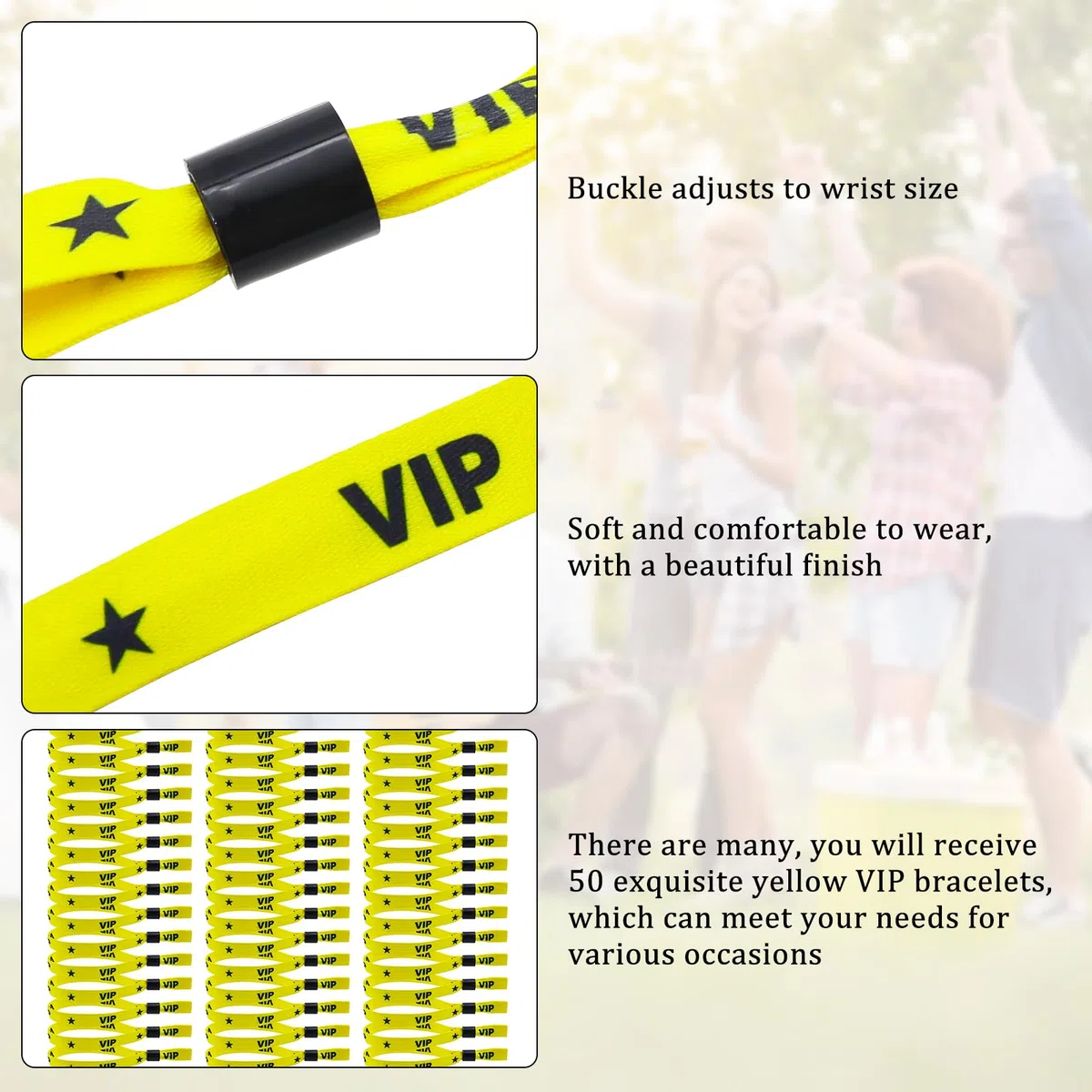 50 Stück VIP Einlassbänder Goldene Eintrittsbänder Festival Party Bändchen Vip Wasserdichte Eintrittsarmbänder mit Verschluss für Events Geburtstag Konzerte Partys Hochzeit
