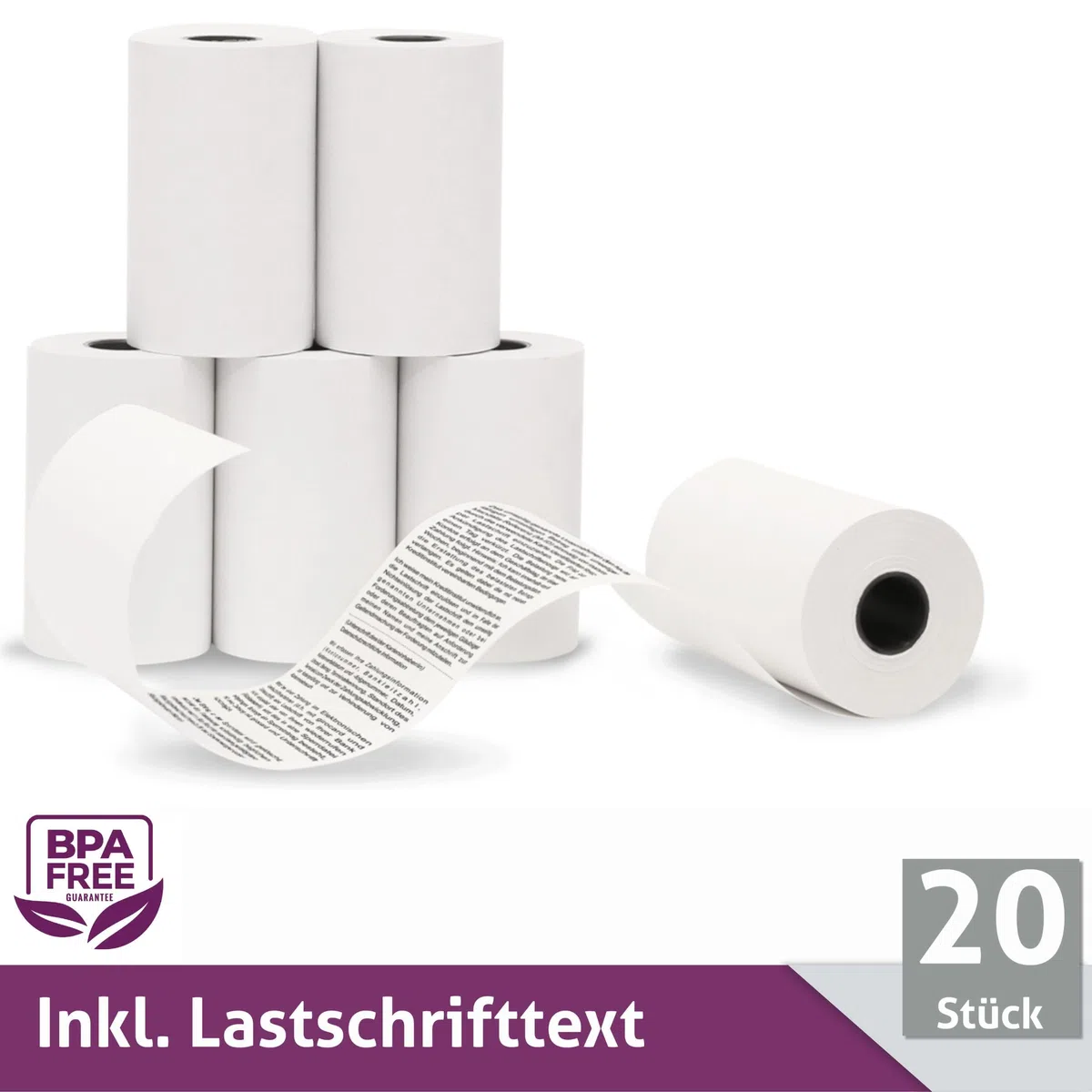 Ec-Cash Thermorollen 57mm x 14m x 12mm - Kassenrollen - Thermopapier - Bonrollen für Bankomat - Kredit-Kartenlesegeräte (57x35x12) – mit SEPA-Lastschrifttext (20 Rollen)
