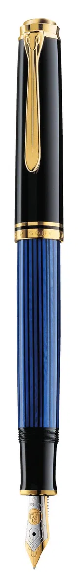Pelikan Füllhalter Souverän 400, Schwarz-Blau, Feder EF (extra-fein), hochwertiger Kolbenfüller im Geschenk-Etui, 994921