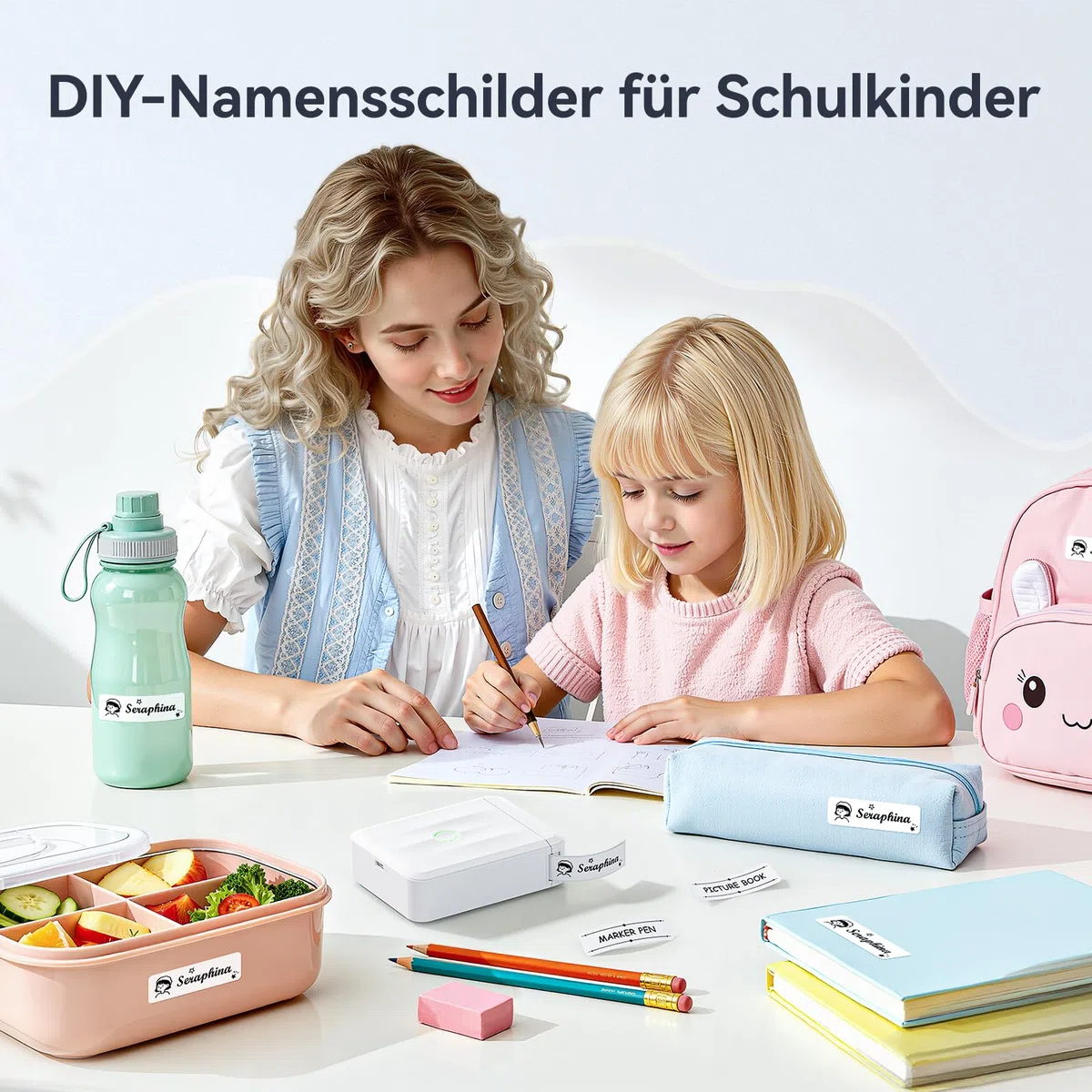 NIIMBOT Etikettendrucker D110 Upgrade, Mini Bluetooth Etikettiergerät Beschriftungsgerät Selbstklebend, Tragbares Sticker drucker Label Printer mit iOS Android, Geeignet für Zuhause Schule Büro, Weiß