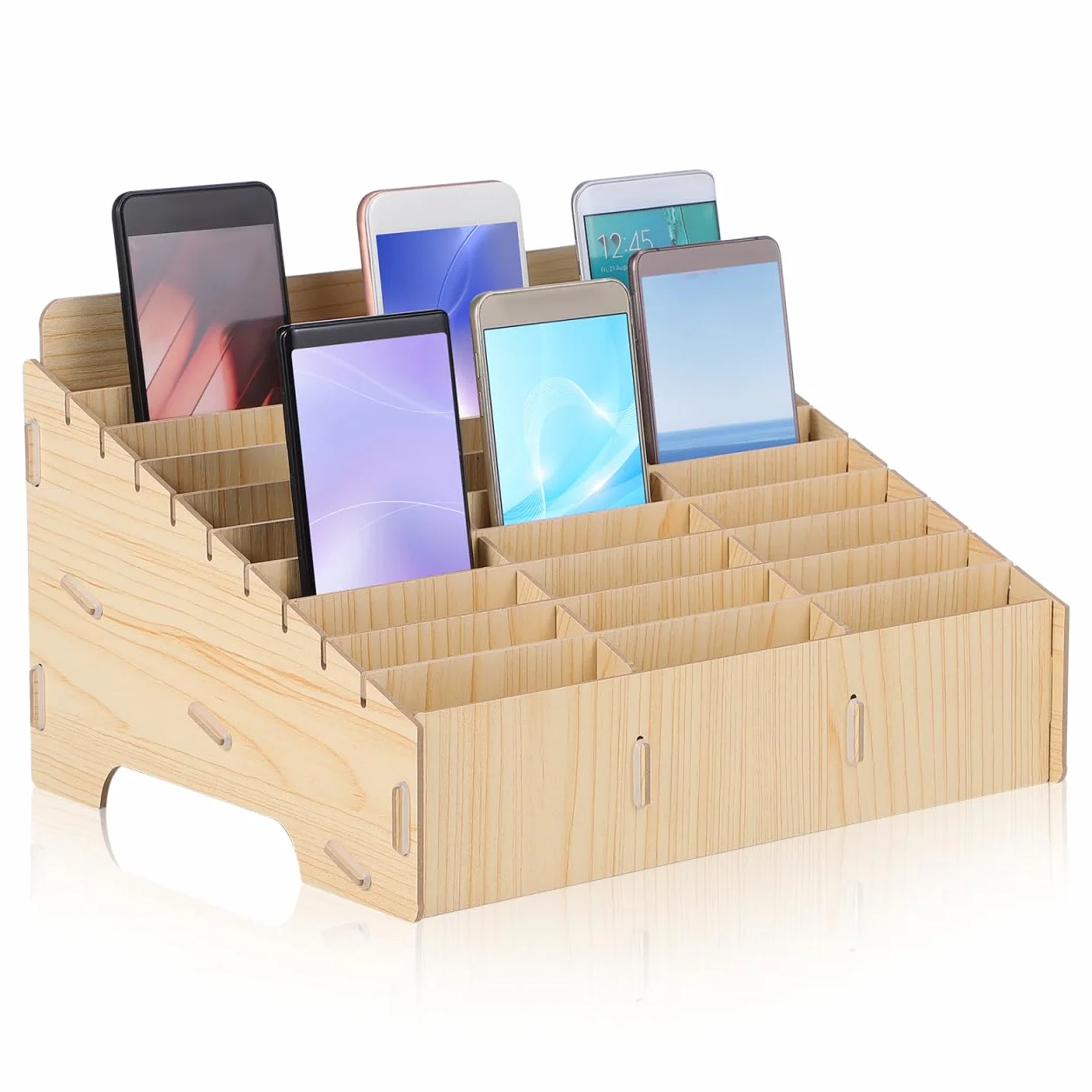 IMIKEYA Handygarage Organizer Schrank Regal Mit Schubladen Ordnungssystem Büro Schreibtisch Schule Handy Box Aufbewahrungsbox Handybox Kassettenregal 30 Fäher Handy-Aufbewahrungsbox Holz Fächer