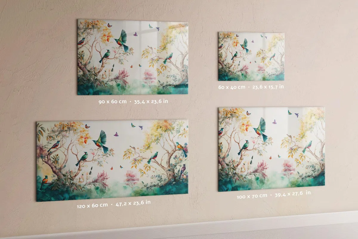 Magnetwand für Gastro und Zuhause 100x70 Blumen, Vögel, Natur