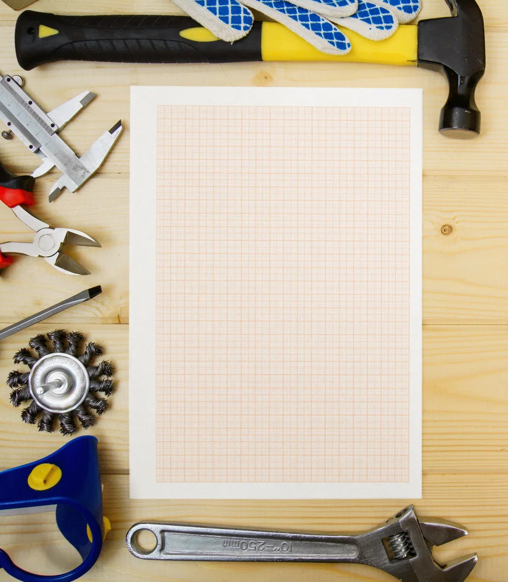 Millimeterpapier, Millimeterpapierblock, Aufmassblock, DIN A4, 80 g/m2, 50 Blatt, 1 mm Raster, orange (22747_5)