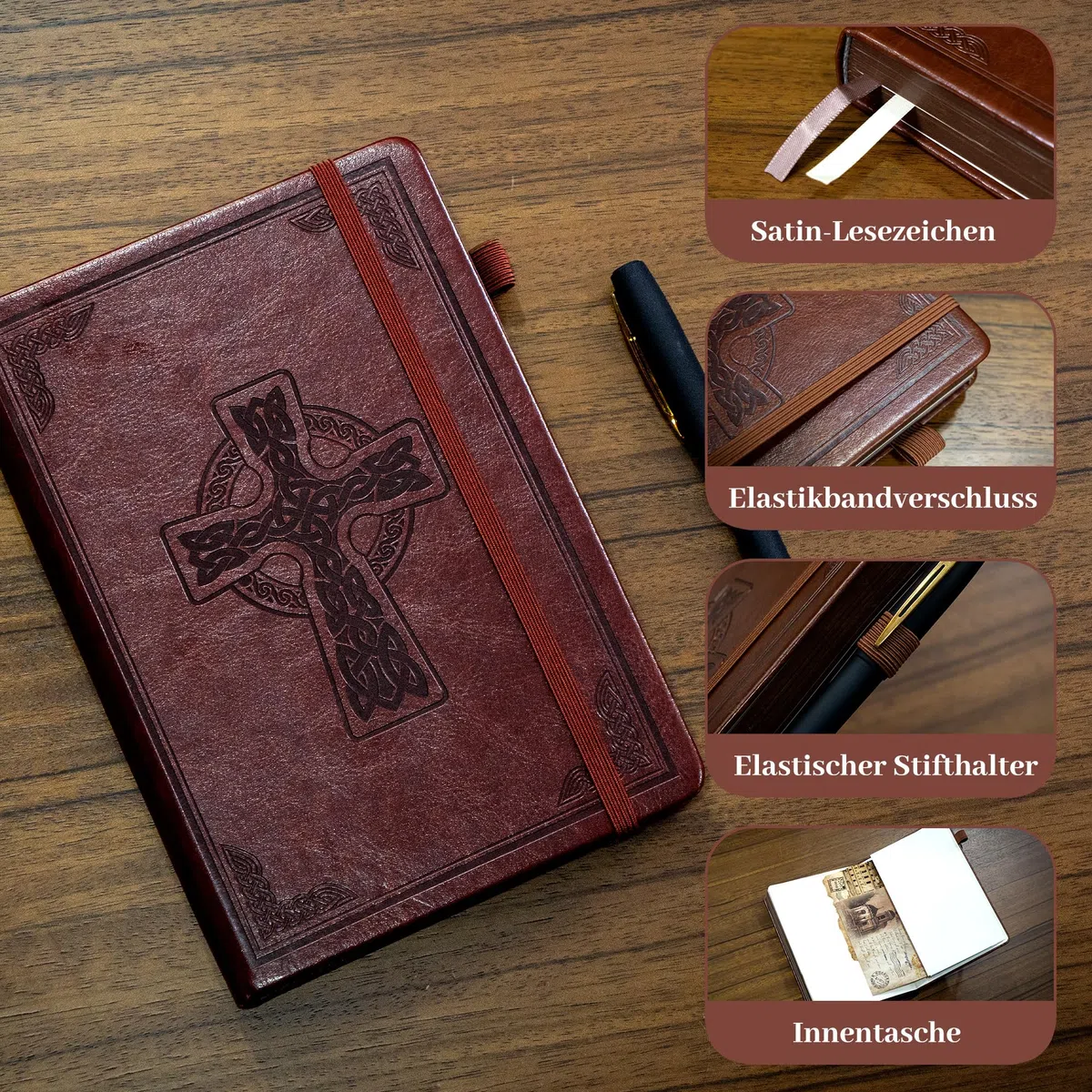 CAGIE Notizbuch A5 Leder Tagebuch für Erwachsene Vintage Lederheft Notizbuch Liniert mit Kreuz, Hardcover 320 Seiten Dickes Notizblock Tagebuch für Jungs, Dunkelbraun