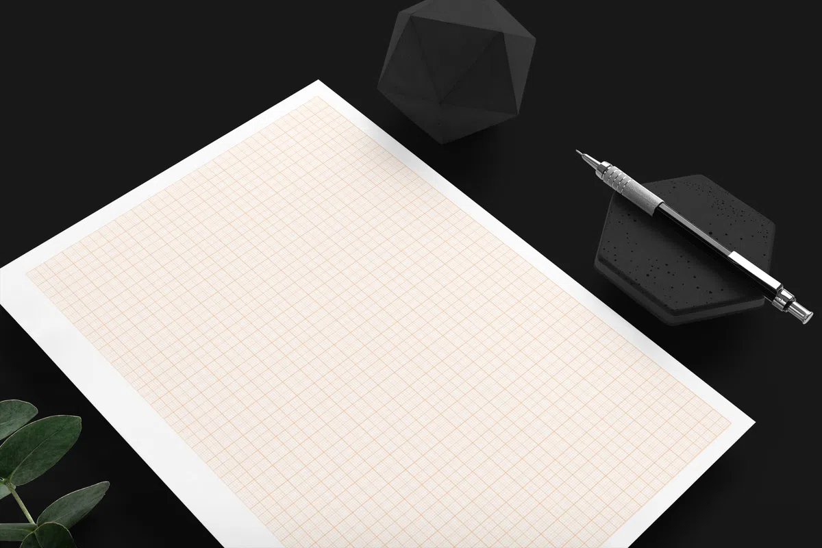 Millimeterpapier, Millimeterpapierblock, Aufmassblock, DIN A4, 80 g/m2, 50 Blatt, 1 mm Raster, orange (22747_5)