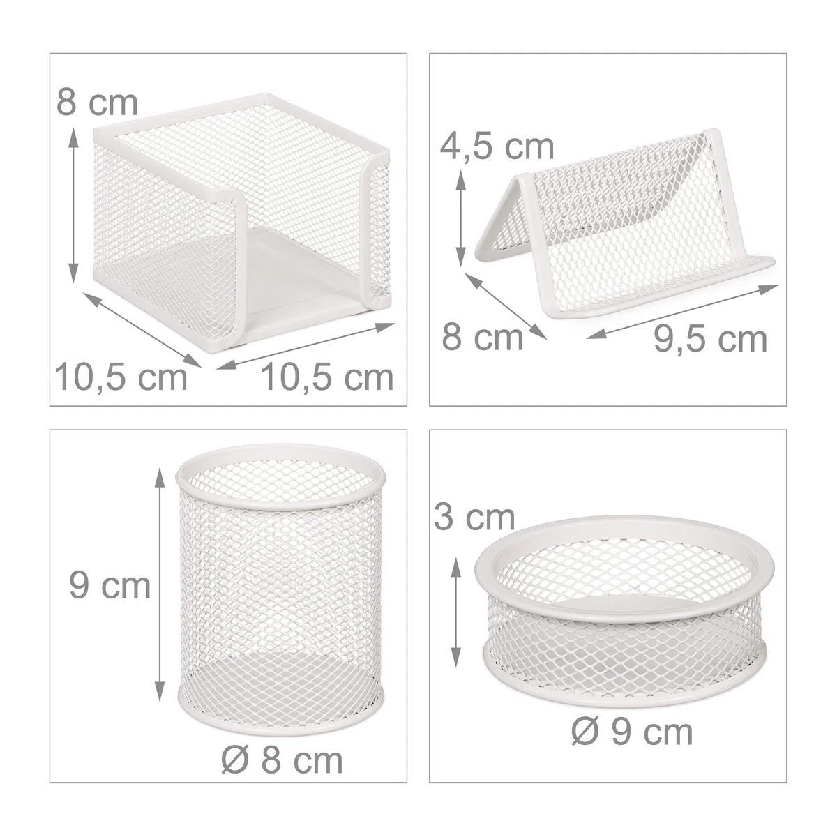 Relaxdays Schreibtisch Organizer Set Metall, weiß | 7-tlg.