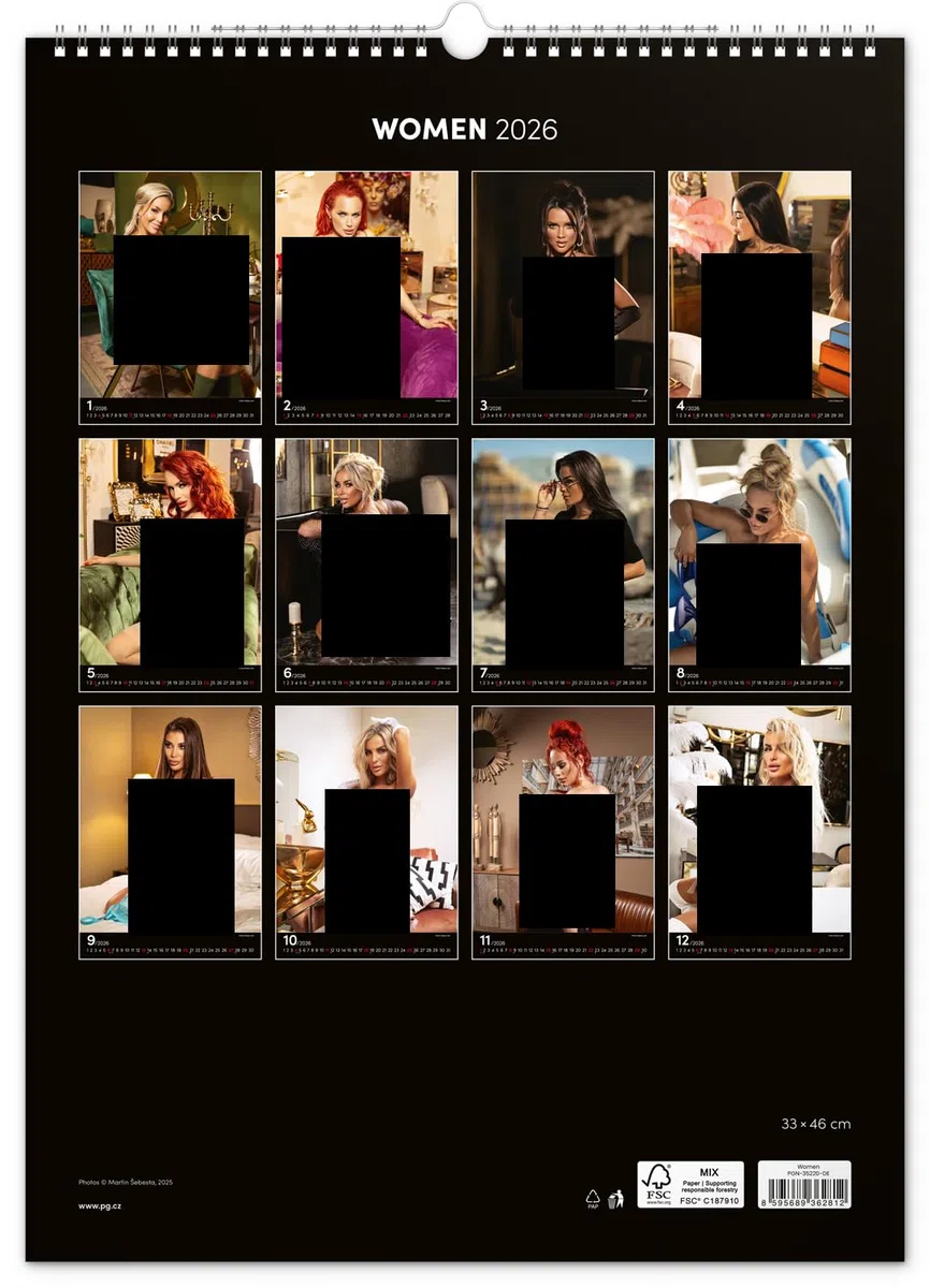 Women 2026, Wandkalender Nackte Frauen Erotik Kalender, Sexy Kalender XXX Erotiek Frauenkalender 33 x 46 cm