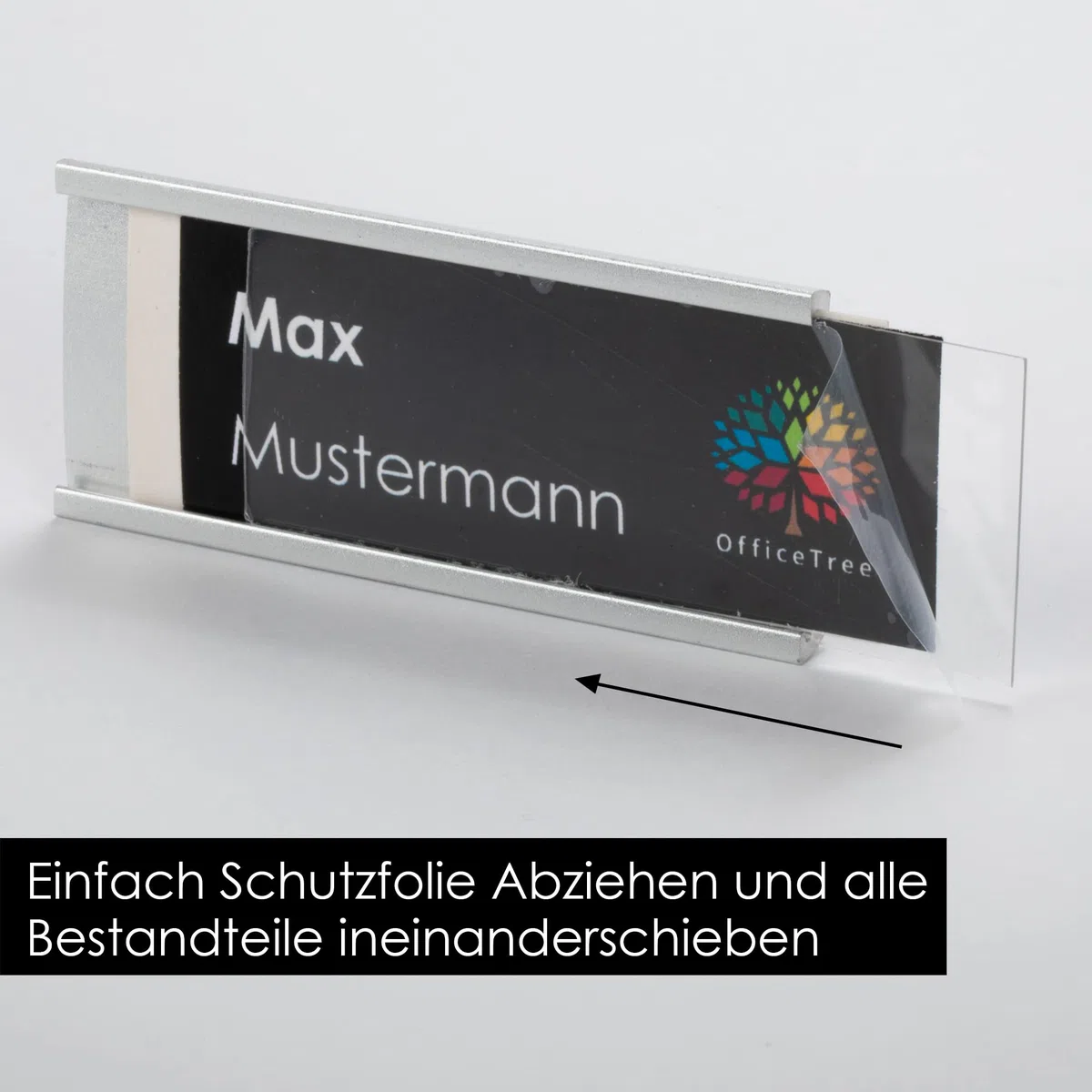 OfficeTree 10x Aluminium Namensschilder - Magnet und Anstecknadel - Nametag - Namenschilder für Messen, Seminare, Events