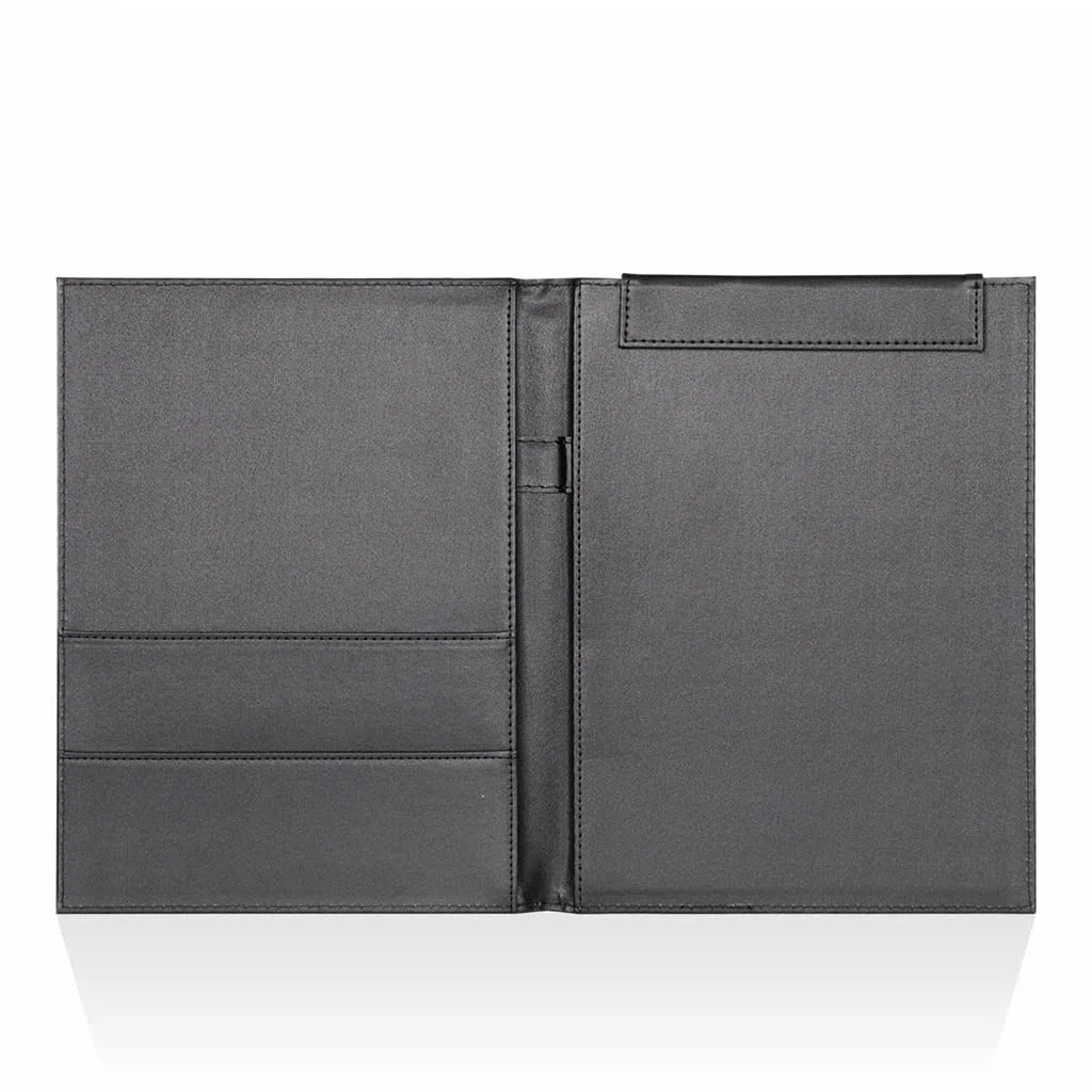A4 Aktenordner Klemmbrett Schreibblock Memo-Clipboard Doppelclips Leder Multifunktionaler Ordner Utility Konferenzclip (Farbe: Svart, Größe: 23 * 32 cm) (Svart 23 * 32 cm)
