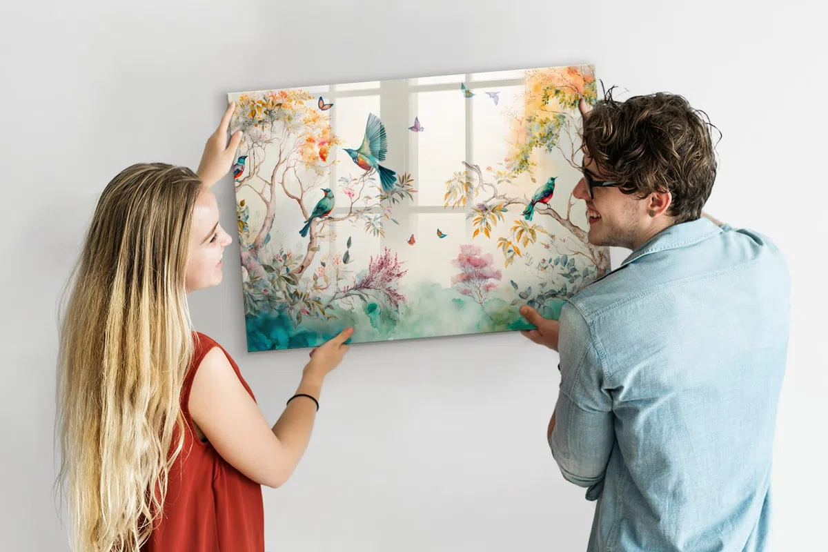 Magnetwand für Gastro und Zuhause 100x70 Blumen, Vögel, Natur