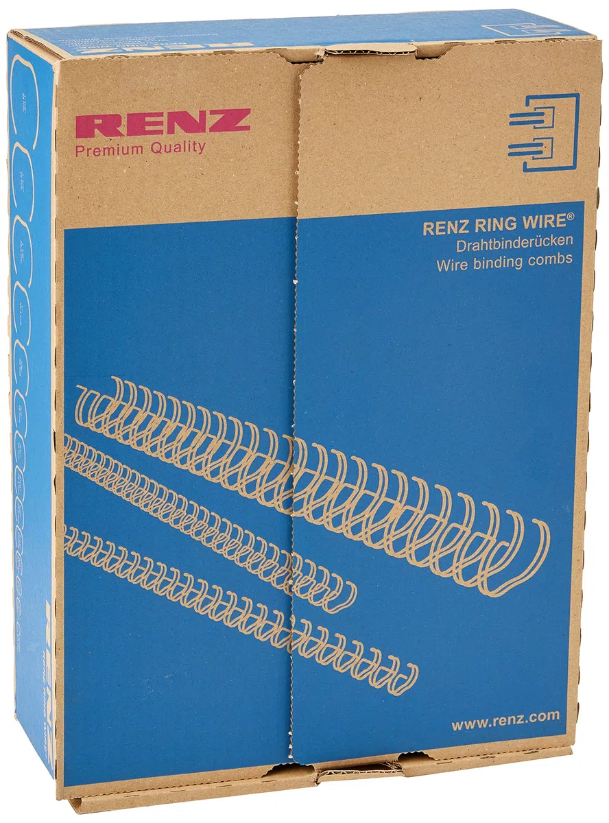 Renz Ring Wire Drahtkamm-Bindeelemente in 3:1 Teilung, 34 Schlaufen, Durchmesser 14.3 mm, 9/16 Zoll, silber/matt