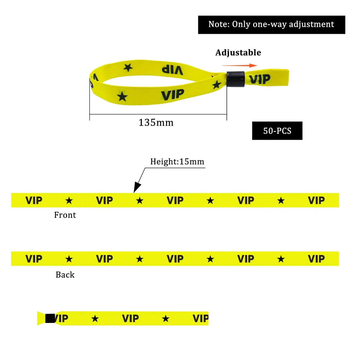 50 Stück VIP Einlassbänder Goldene Eintrittsbänder Festival Party Bändchen Vip Wasserdichte Eintrittsarmbänder mit Verschluss für Events Geburtstag Konzerte Partys Hochzeit
