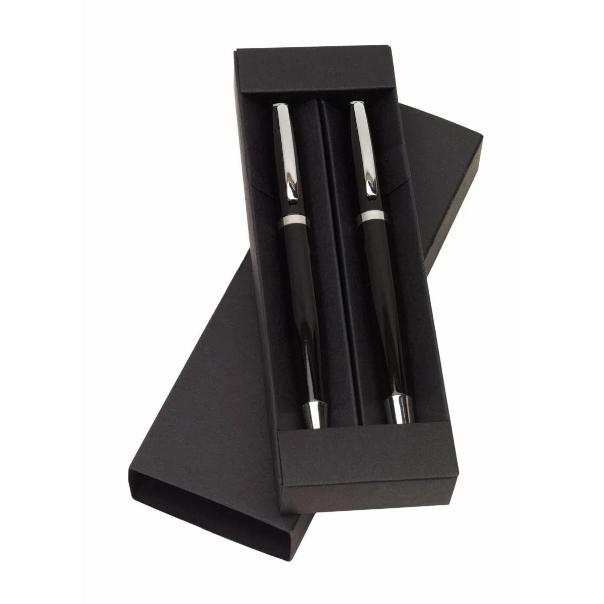 polar-effekt Kugelschreiber Schreibset Alphabet mit Gravur - Farbe schwarz - Drehkugelschreiber und Rollerball schwarzschreibend - mit Geschenk-Etui