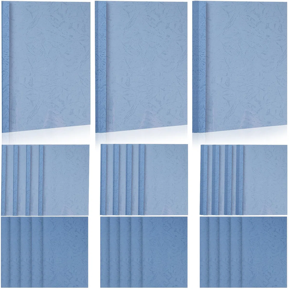 15 Blatt Thermo-bindemappen, A4 Thermobindemappen, PVC-Heizbindeumschlag, 3mm-16-25 Blatt, 6mm-36-50 Blatt, 8mm-51-70 Blatt, Blau, mit Abdeckung