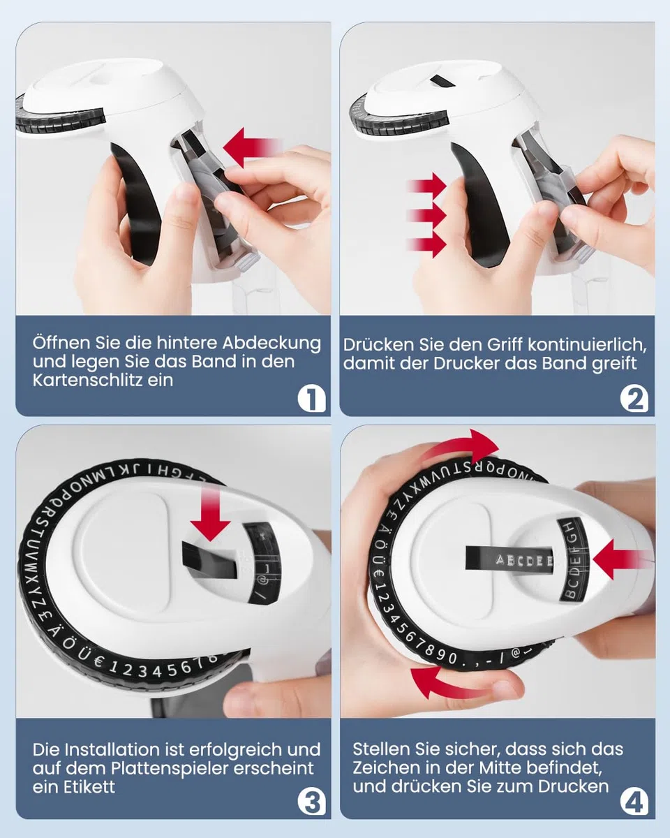 Vixic Prägegerät 3D, Beschriftungsgerät Prägegerät Retro, Etikettiergerät Vintage mit 5 Rollen Schwarzes Band Embossing Machine für zu Hause und DIY (Schwarz)