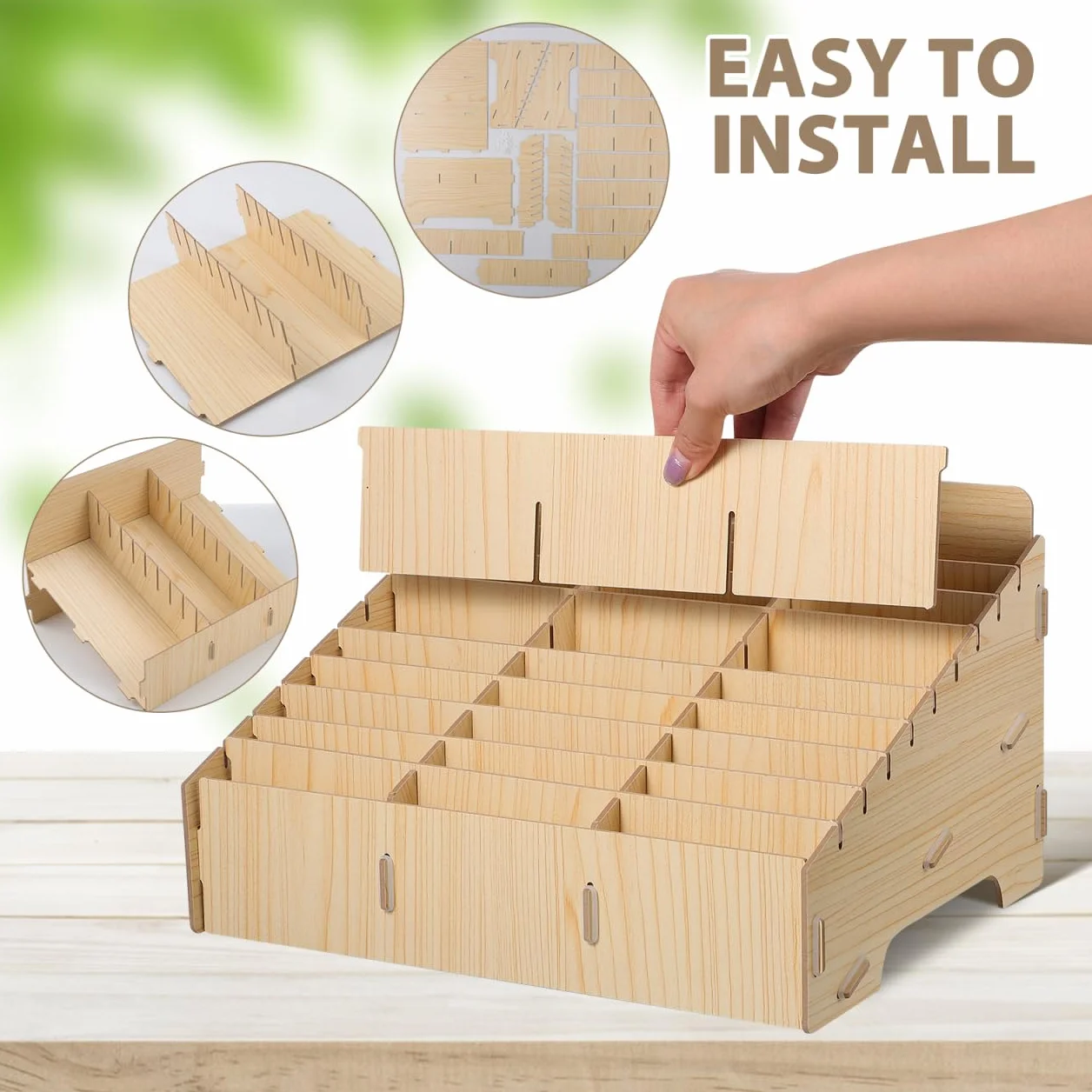 IMIKEYA Handygarage Organizer Schrank Regal Mit Schubladen Ordnungssystem Büro Schreibtisch Schule Handy Box Aufbewahrungsbox Handybox Kassettenregal 30 Fäher Handy-Aufbewahrungsbox Holz Fächer