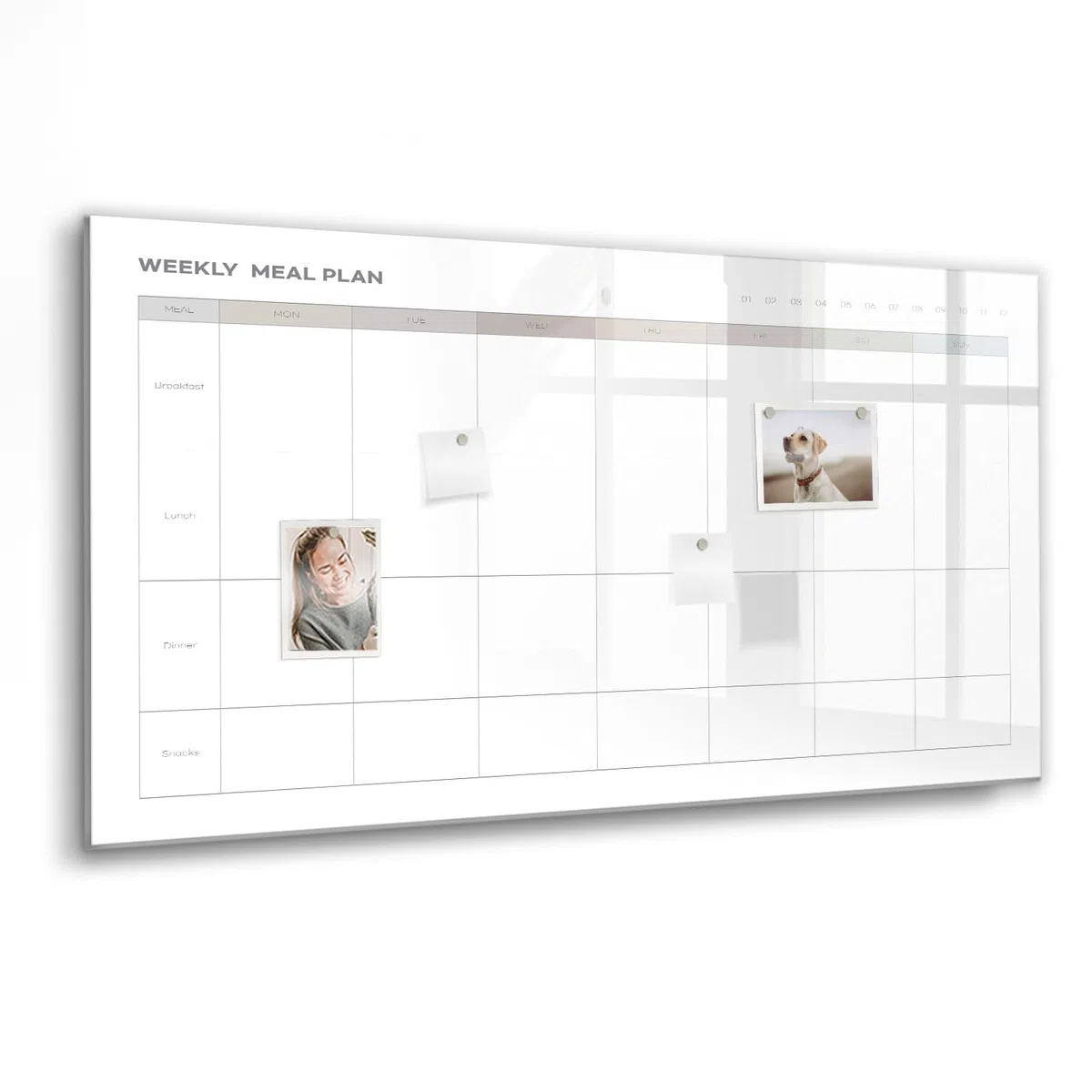 Magnetisches Glasboard mit starken Neodym-Magneten & Marker-Set | Abwischbar, modern & langlebig | Perfekt für Büro, Besprechungen & Homeoffice- 120x60 - Minimalistisches Menü