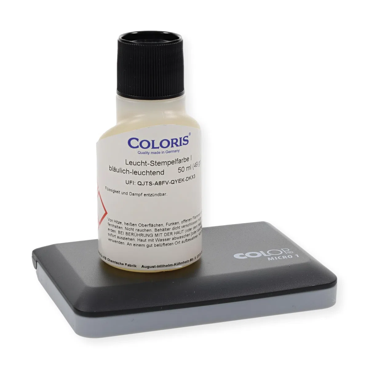 UV-Farben Set (Kissen und Coloris UV Stempelfarbe) - Alterskontrolle - Handstempel- Schwarzlichtfarbe für Clubs - Disko - Veranstaltungen/geeignet für jeden Motivstempel