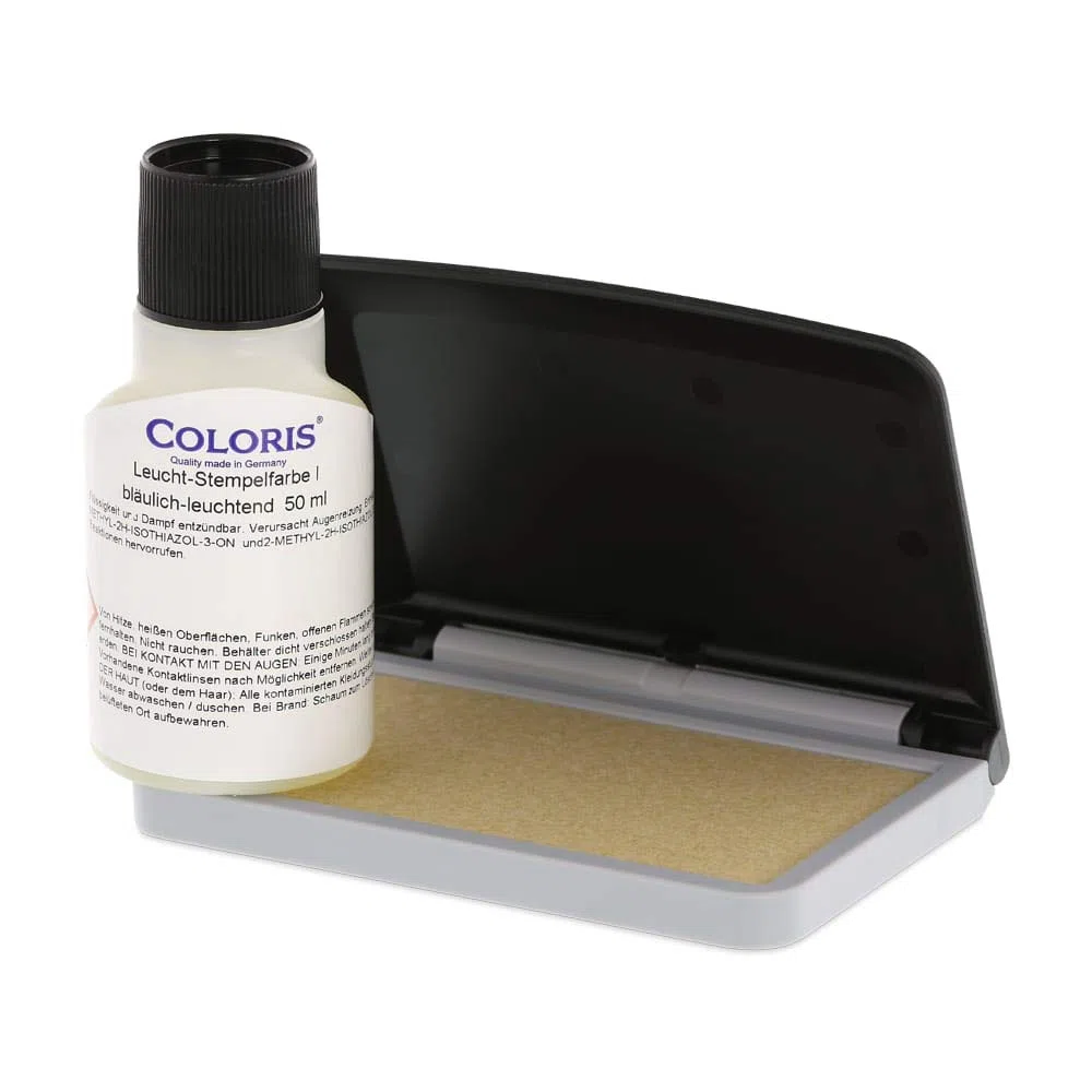 UV-Farben Set (Kissen und Coloris UV Stempelfarbe) - Alterskontrolle - Handstempel- Schwarzlichtfarbe für Clubs - Disko - Veranstaltungen/geeignet für jeden Motivstempel