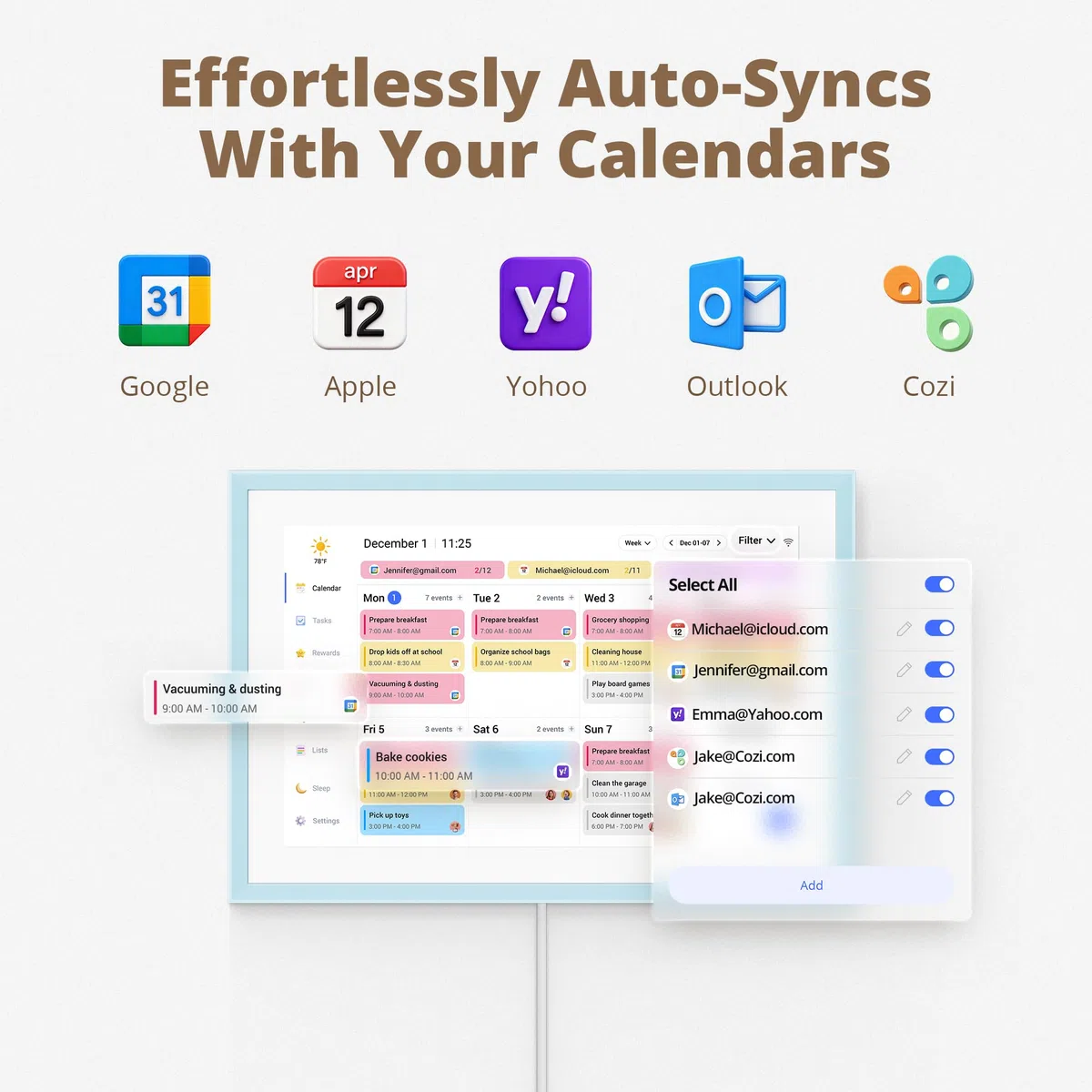 Dragon Touch 10,1 Zoll Digitaler Kalender, Wand- und Schreibtischaufwand mit doppelten austauschbaren Schnapprahmen, intelligenter Familienplaner, Digitaler Bilderrahmen für Mutter, Frauen
